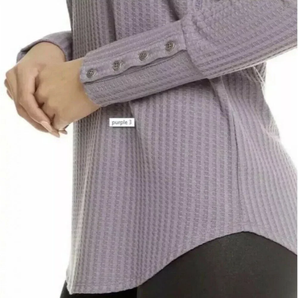 Chaser Top Womens Size M Waffle Knit Long Sleeve P - Picture 2 of 8
